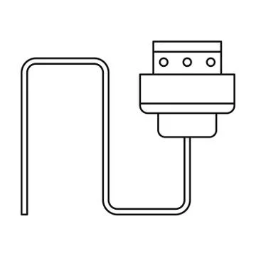 Wire cable computer plug thin line イラスト素材