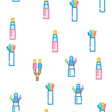 Wire cable cord vector seamless pattern Illustration