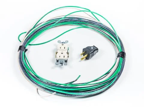 Wire cable roll together on white background. Stock Photos