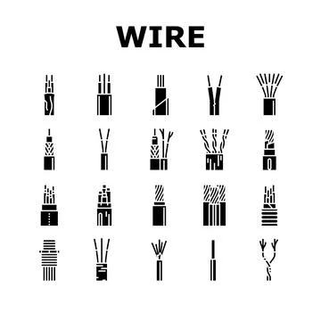 Wire cable technology connection icons set vector Stock Illustration