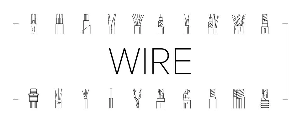 Wire cable technology connection icons set vector Stock Illustration