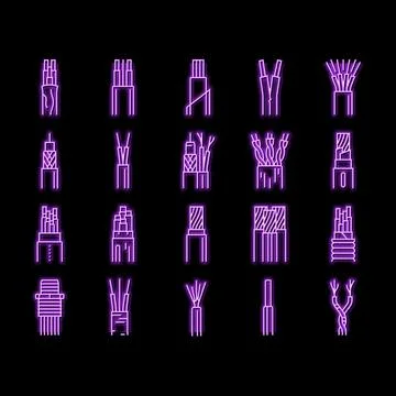 Wire cable technology connection neon glow icon illustration Stock Illustration