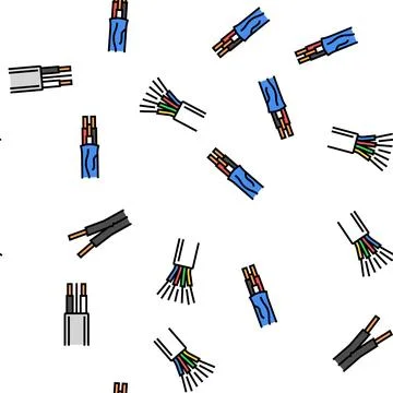 Wire cable technology connection vector seamless pattern Stock Illustration