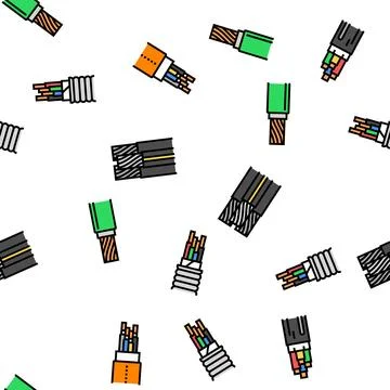 Wire cable technology connection vector seamless pattern Stock Illustration
