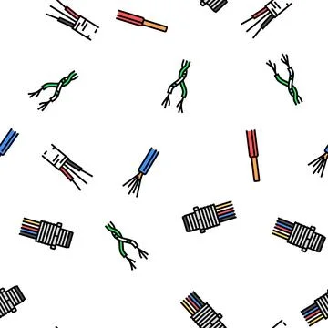 Wire cable technology connection vector seamless pattern Stock Illustration