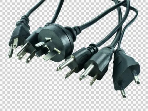 Wire cable of usb and adapter isolated on white background. Stock Photos