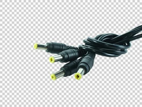 Wire cable of usb and adapter isolated on white background with clipping path Stock Photos