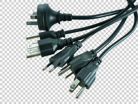 Wire cable of usb and adapter isolated on white background. Stock Photos