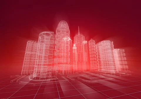 Wire city abstract background Illustrazione stock