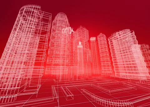 Wire city abstract background イラスト素材