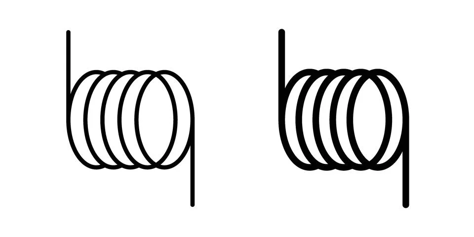 Wire coil icon linear versions pack on white background Illustrazione stock