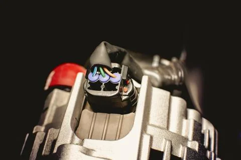 Wire connected plug of car alternator Stock Photos