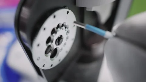 Wire connector crimp equipment assembly in a cable production plant Stock Footage 319503896