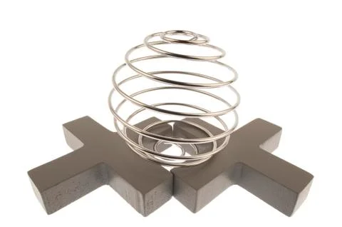 Wire curled on two crosses Stock Photos