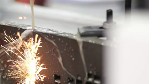 Wire Cut process using electrical discharges Stock Footage 130297971