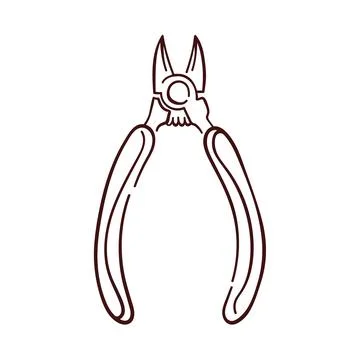 Wire Cutter for hardware store in line art style. Hand tool for construction Stock Illustration