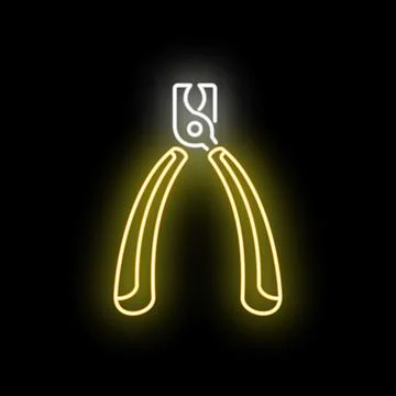 Wire cutter neon glowing icon on black background Stock Illustration