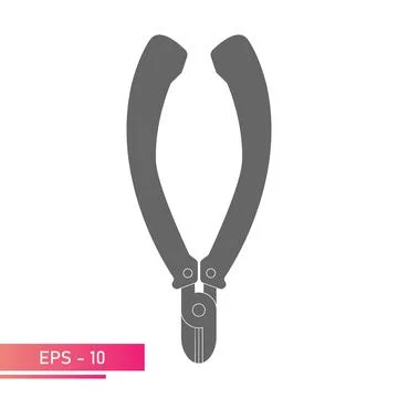 Wire cutters, for the electrician. Solid design. On a white background. Tools Illustrazione stock