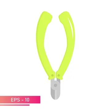 Wire cutters with green comfortable handles. Realistic design. On a white Stock Illustration