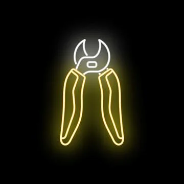 Wire cutters neon icon for electrical repair Stock Illustration