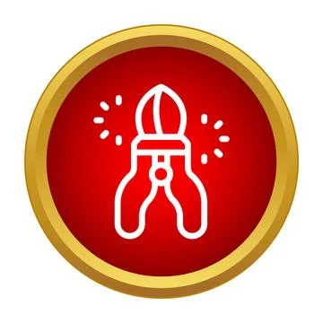 Wire cutters tool with red circular icon 库存插图
