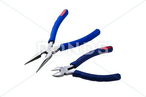 Wire cutting and flat-nose pliers Stock Photos