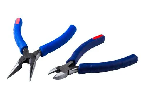Wire cutting and flat-nose pliers Stock Photos