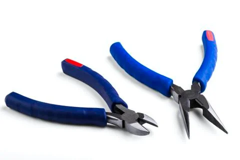 Wire cutting and flat-nose pliers Stock Photos