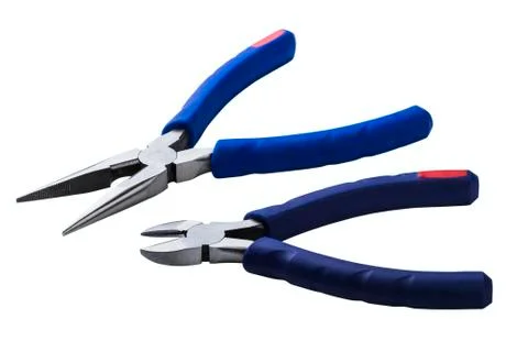 Wire cutting and flat-nose pliers Stock Photos