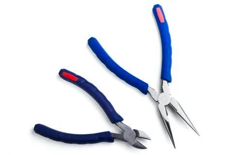 Wire cutting and flat-nose pliers Stock Photos