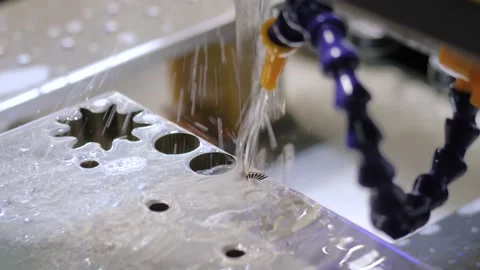 Wire cutting machine working with sheet metal with sparks at factory Stock Footage 138029314