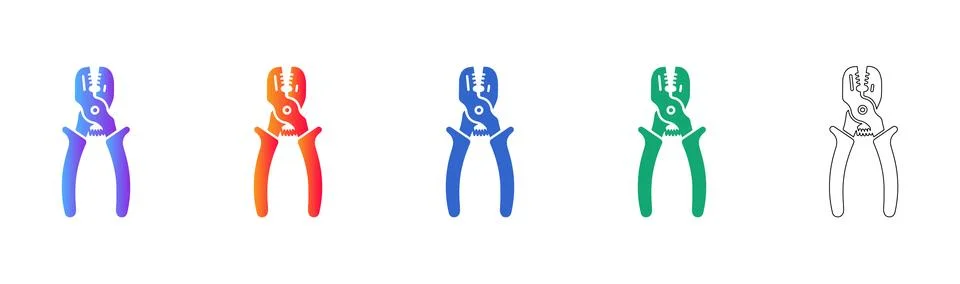 Wire Cutting Pliers Vector Graphic Set Stock Illustration