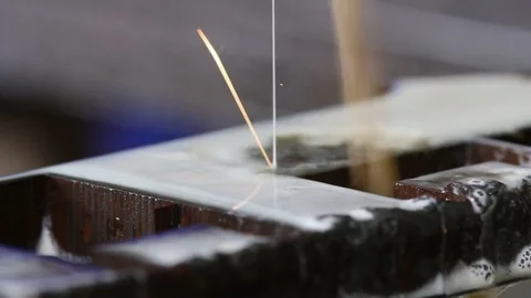Wire EDM Machining Process Stock Footage 84311381