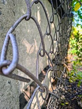 Wire fence. chain link mesh. rusty iron fence. old rusty cage. symbol of fr.. Stock Photos