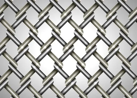 Wire fence vector background, close up metallic chainlink fence texture isolated Stock Illustration