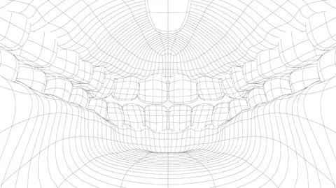 Wire-frame 3D teeth close up. Inside mouth Ilustración de archivo