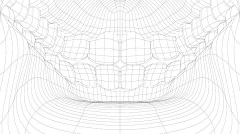 Wire-frame 3D teeth close up. Inside mouth Ilustración de archivo