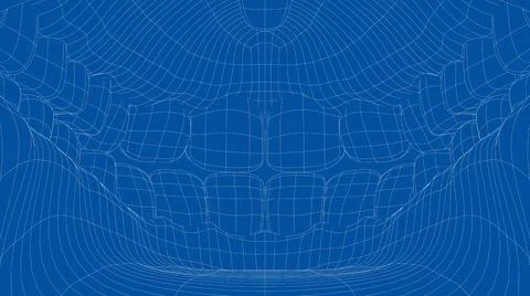 Wire-frame 3D teeth close up. Inside mouth Illustrazione stock