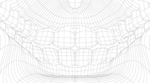 Wire-frame 3D teeth close up. Inside mouth Ilustración de archivo