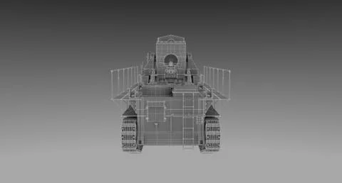 Wire Frame - 60cm German Siege Mortar Karl on turn tabele 19 Stock Illustration