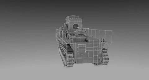 Wire Frame - 60cm German Siege Mortar Karl on turn tabele 20 Stock Illustration