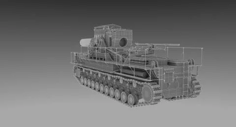 Wire Frame - 60cm German Siege Mortar Karl on turn tabele 22 Stock Illustration