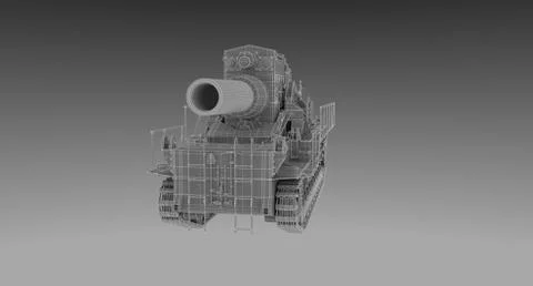 Wire Frame - 60cm German Siege Mortar Karl on turn tabele 36 Stock Illustration