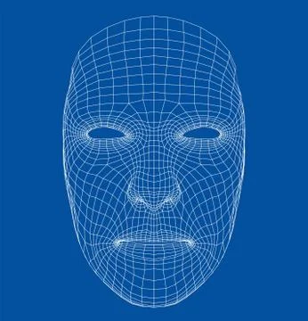 Wire-frame abstract human face 스톡 일러스트