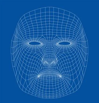 Wire-frame abstract human face 스톡 일러스트