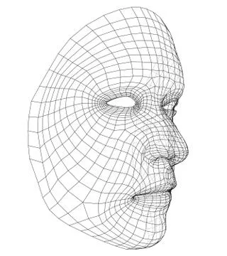 Wire-frame abstract human face Stock Illustration
