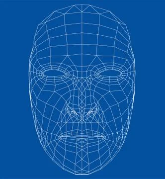 Wire-frame abstract human face Stock Illustration