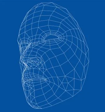 Wire-frame abstract human face Stock Illustration