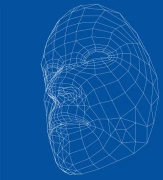 Wire-frame abstract human face イラスト素材