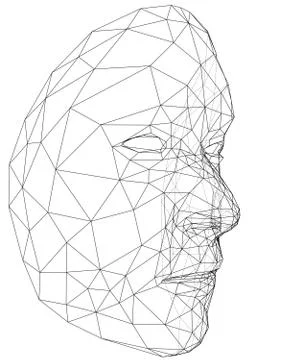 Wire-frame abstract human face 스톡 일러스트